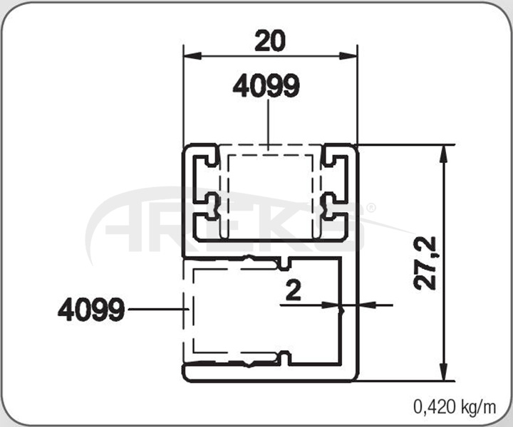 27X20_KARE_CAM_PROFILI Aluminium railing Aluminium fence Aluminium glass railing
