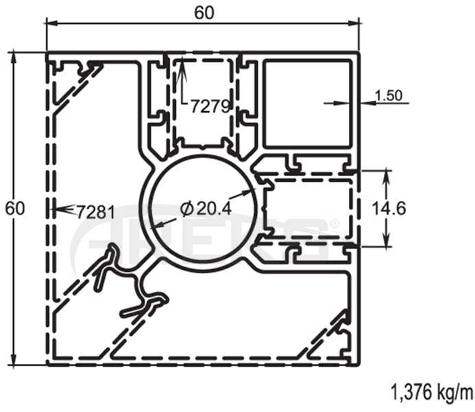 60X60_CIT_DIKME_PROFILI Aluminium railing Aluminium fence Aluminium glass railing