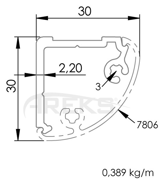 30x30_Elips_Profil Aluminium railing Aluminium fence Aluminium glass railing