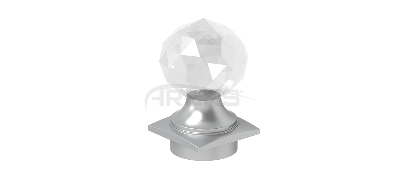 70x70_Kare_Baba_Dikme_Kristal_Dekorlu_Tapa Aluminium railing Aluminium fence Aluminium glass railing